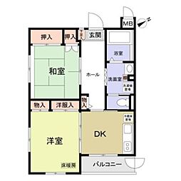 こもれび滝山 301 3階2DKの間取り