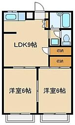 クレール新川崎 2LDKの間取図画像