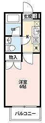 シエル西船 1Kの間取図画像