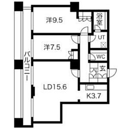 グランパークハイツ 2LDKの間取図画像