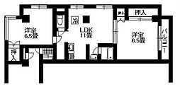 トリコロール西川 2LDKの間取図画像