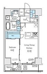 レジディア大手町北 6階1LDKの間取り