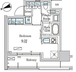 パークアクシス本所吾妻橋 2階ワンルームの間取り
