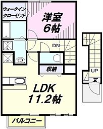 カーサ　ミニヨン 2階1LDKの間取り