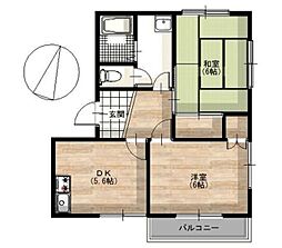 ラ・ルミエール 2DKの間取図画像