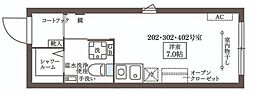 COCOCUBE大井町II ワンルームの間取図画像