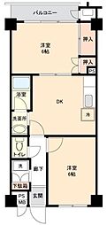 六本木サニーハイツ 2DKの間取図画像