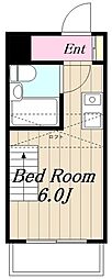 ルミネール第2 ワンルームの間取図画像