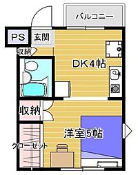 メゾン・ド・ブラン池袋 3階1Kの間取り