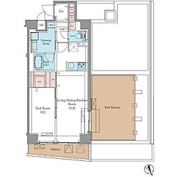 ラグゼナ平井サウス 4階1LDKの間取り