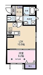 シャーメゾン弥生 1階1LDKの間取り
