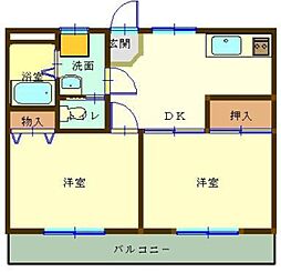 グリーンヒル駒岡 2DKの間取図画像