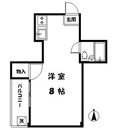 新宿五島ハイツ ワンルームの間取図画像