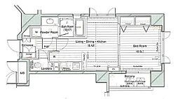 東京メトロ千代田線 赤坂駅 徒歩3分の賃貸マンション 12階1LDKの間取り