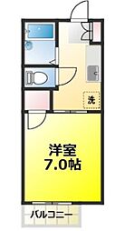 クレスト中落合 1Kの間取図画像