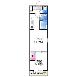 フジパレス鳳駅西5番館 1LDKの間取図画像