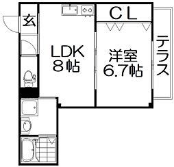 グレートヒルズ六番館 1LDKの間取図画像