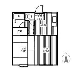 ヴィラ板戸A 2DKの間取図画像