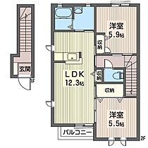 エバー・オンワードII 00205 ｜ 栃木県さくら市氏家3467-19（賃貸アパート2LDK・2階・60.11㎡） その2