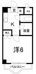 ミタニマンション 1Kの間取図画像