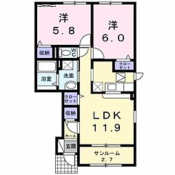 ＯＷＬ（アウル）−I 1階2LDKの間取り