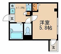 ソレイユ1010 1Kの間取図画像