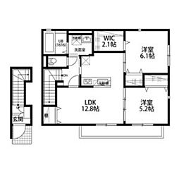 アムール京都梅小路 2階2LDKの間取り