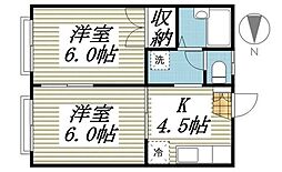 アステル藤沢 2Kの間取図画像