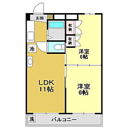 メゾン・ド・カフェイユ 2LDKの間取図画像