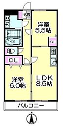 アヴァンセーヌ草加 1階2LDKの間取り
