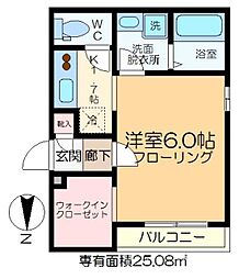 エーデルハイム石澤 1Kの間取図画像