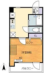 パールコート五月台 1Kの間取図画像