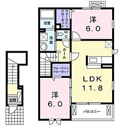 ルーナルーチェ1 2LDKの間取図画像