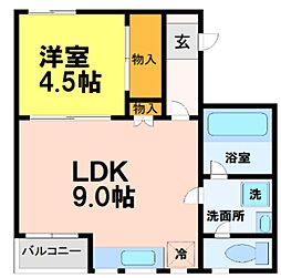 西国立コートビレッヂ 1LDKの間取図画像