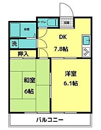 ルネ松戸馬橋 2DKの間取図画像