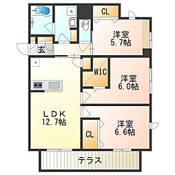 シャーメゾン和田 3LDKの間取図画像