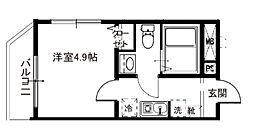 メルディア北綾瀬II 2階1Kの間取り