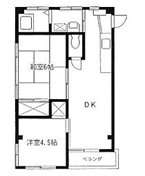 カーソルいわき 2DKの間取図画像