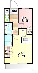 ヒールコート沢田 3階1LDKの間取り