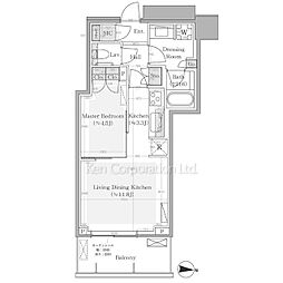 パークシティ中野ザタワーブリーズ 1LDKの間取図画像