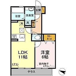 コートヴィラ 1階1LDKの間取り