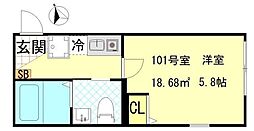 Nest Hirai 1階1Kの間取り