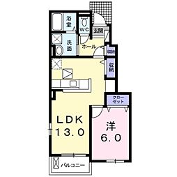 フィオーレ2番館 1LDKの間取図画像