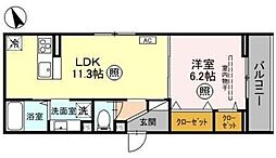 Noble Villa土呂町 2階1LDKの間取り
