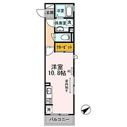 クレール西の庄 ワンルームの間取図画像