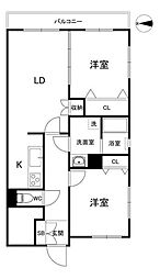 ユーコート東武練馬 4階2LDKの間取り
