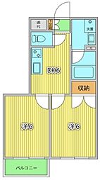 グリーンキャピタル北新宿 2DKの間取図画像