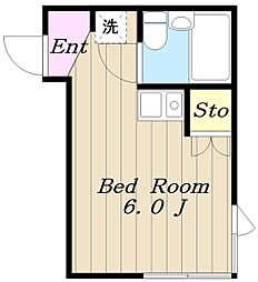 パーシモンハイツ（菅1） 2階ワンルームの間取り