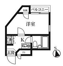 キャトルセゾン東橋本 3階1Kの間取り