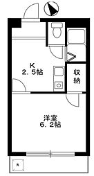 メゾン平間2 1Kの間取図画像